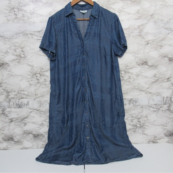 J. Jill Dresses & Skirts - J. Jill Blue Casual Midi Shirt Dress with Notched Collar